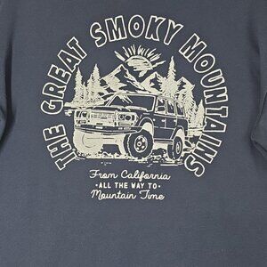 Full Tilt Great Smokey Mountains Hoodie Navy Graphic Sweatshirt Size LG Travel